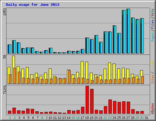 Daily usage for June 2013