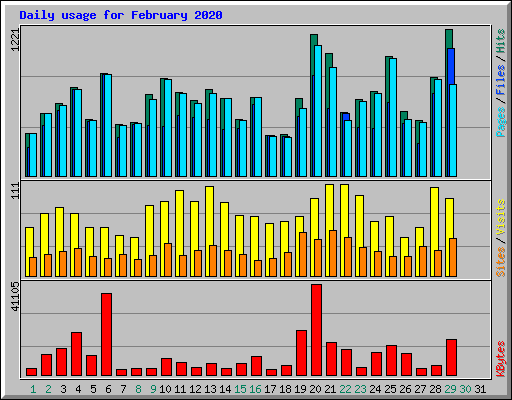 Daily usage for February 2020