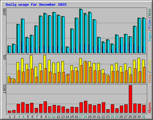 Daily usage for December 2022