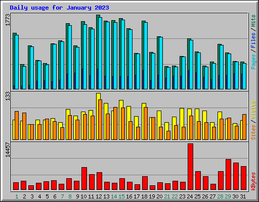 Daily usage for January 2023