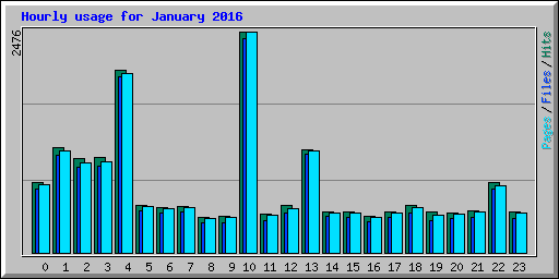 Hourly usage for January 2016